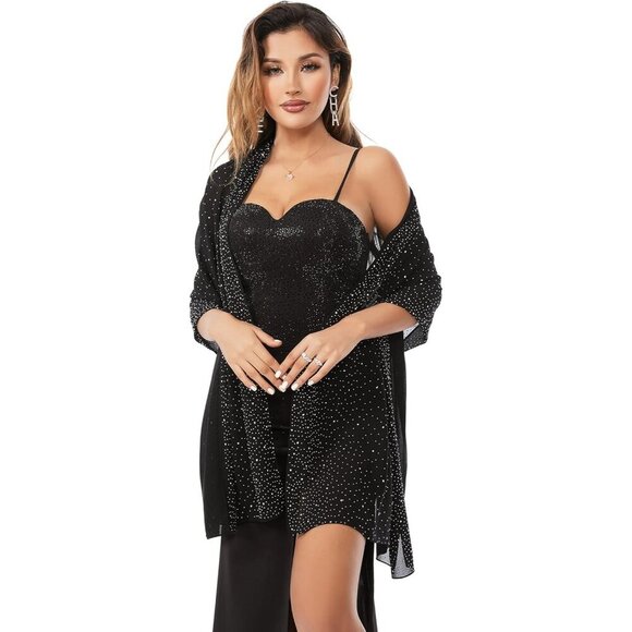 Gzcvba Sheer Chiffon Shawls & Wraps for Evening Dresses Elegant Soft Sparkly - Picture 4 of 9